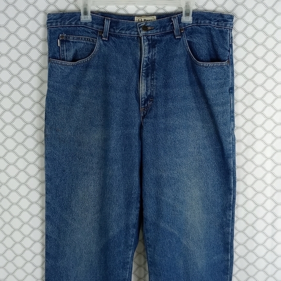 Vintage LL.BEAN Classic Fit plaid flannel lined Men's 38/34 outdoors blue jeans - Picture 7 of 11